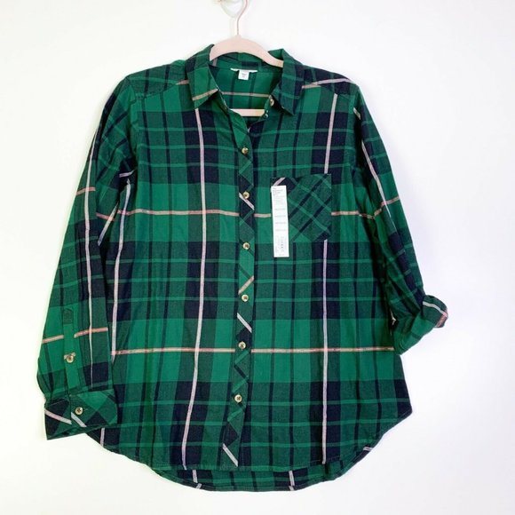 Sonoma Tops - Sonoma Womens Plaid Long Sleeve Flannel Shirt Sz M